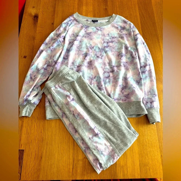 Splendid 2pc Loungewear Gray & Tie Dye - Size Large Size Large - Picture 1 of 4